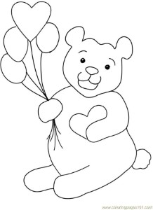 Coloring Pages Teddy Bear Valentine Heart Balloon Chocolate