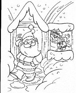 Santa Claus House of Christmas Coloring Page for Kids – Christmas