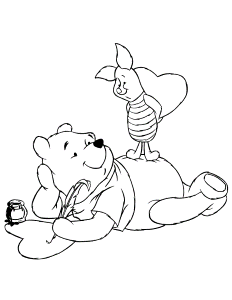 Pooh And Piglet Valentines Day Craft Coloring Page | HM Coloring Pages