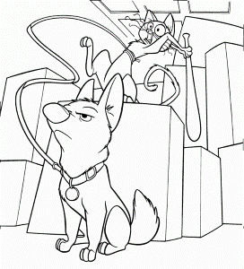 Bolt The Dog Catch Wild Cat Coloring For Kids - Bolt Coloring