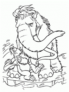 Sid and Mannie Fight Cold Wind in Ice Age Coloring Pages | Bulk Color