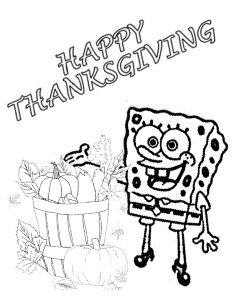 Spongebob Harvest Thanksgiving Coloring Page | H & M Coloring Pages