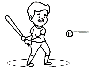 Little League Player Hitting Baseball Coloring Page | 