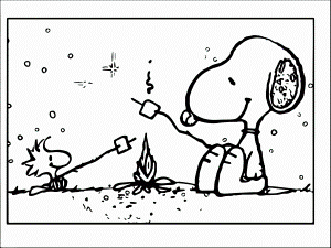 Snoopy Camping Coloring Page | 