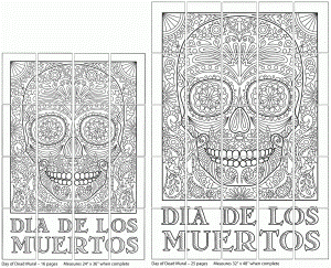 Day Dead Skulls Coloring Pages Kids Mural - Colorine.net | #15897