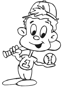 Printable Baseball Player Coloring Page | Kid With Bat and Ball