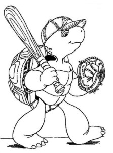 Franklin The Turtle With Frogs Coloring Page - Cartoon Coloring