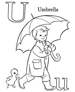 Alphabet Letter U Umbrella Coloring Page | Coloring Pages
