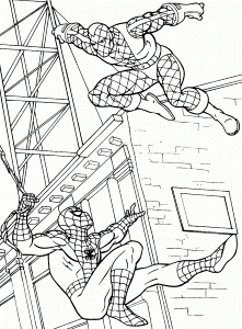 Spiderman Is Being Fought With His Opponent Coloring For Kids