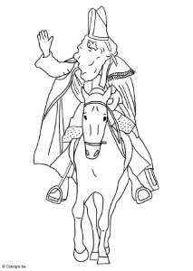 Coloring page Saint Nicolas on his horse - img 8751.
