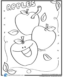 Free Printable apples coloring page - from ProjectsforPreschoolers.