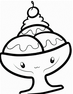 Ice Cream Sundae In A Glass Coloring Page - Cookie Coloring Pages