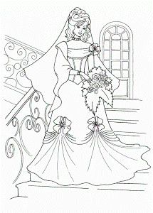 Princess And Her Wedding Dress Coloring Online Super Coloring