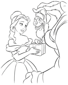 Beast Got Present From Belle Coloring Page | Kids Coloring Page