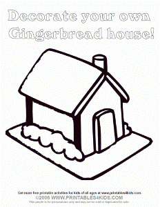 Gingerbread House Coloring Page : Printables for Kids – free word