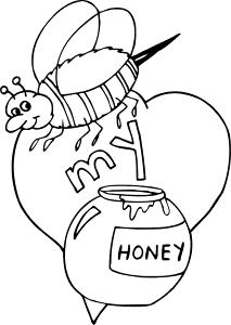 Valentine Coloring Page | A Bee My Honey Card