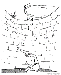 Bible Coloring Page - Joseph in Well | Bible characters