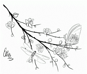 Creative Chinese Cherry Blossom Coloring Pages Coloring Panda ...