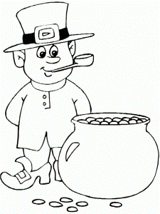 st patricks day coloring page leprechaun with pot of gold