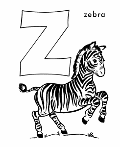 ABC Alphabet Coloring Sheets - Z is for Zebra | HonkingDonkey