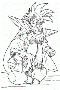 Krillin and Gohan Waiting for Cell in Dragon Ball Z Coloring Page ...