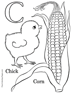 Alphabet coloring pages - C is for Corn