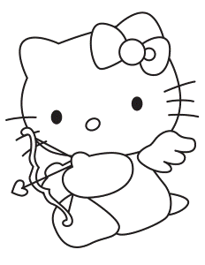 Hello Kitty Cupid For Valentines Day Coloring Page | Free