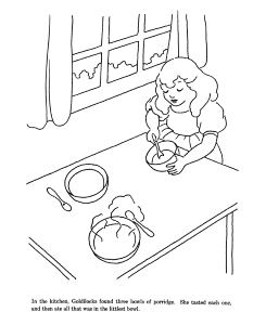 Goldilocks and the Three Bears Coloring Pages | Goldilocks found 3