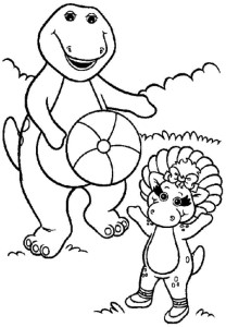 Printable Free Cartoon Barney And Friends For Kids Coloring Sheets