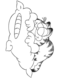 Garfield Sleeping On Pillow Coloring Page | Free Printable