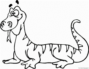 Vector Coloring Page Of A Black And White Cute Frill Lizard On