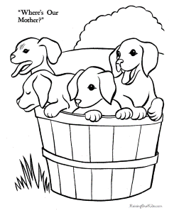 Puppies on the farm coloring page