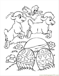 printable coloring page easter eggs sheep chick birds