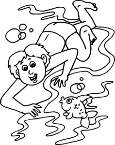 Swimming Coloring Page Coloring Sheet For Summer