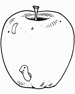 Pictures Red Apple Coloring For Kids - Fruit Coloring Pages