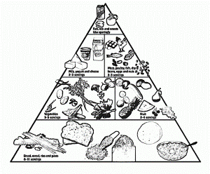 Food Pyramid With Fruit And And Other Coloring Pages - Food