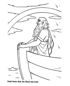 Bible Story characters Coloring Page Sheets - Noah saw the rainbow