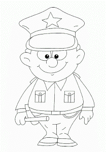 Strong Policeman Coloring Page For Kids - Police Coloring Pages