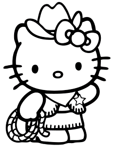Hello Kitty Country Cowboy Coloring Page | HM Coloring Pages