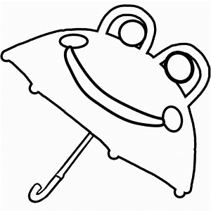 Frog Umbrella Colouring - Umbrella Day Cartoon Coloring Pages