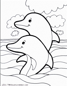Baby Dolphin Coloring Page : Printable Coloring Book Sheet Online