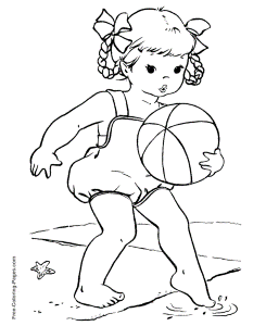 Little girl summer coloring pages to print | coloring pages