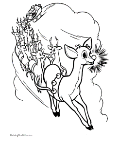 Free Christmas Reindeer Coloring Pictures - Rudolph!