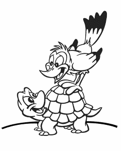 Bird and turtle - Free Printable Coloring Pages