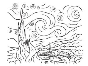 Starry Night Coloring Page | Coloring Pages