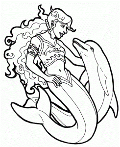 Printable Girl and Dolphins Coloring Pages - Animals Coloring