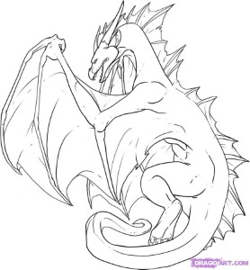 How to Draw a Dragon Back View, Step by Step, Dragons, Draw a