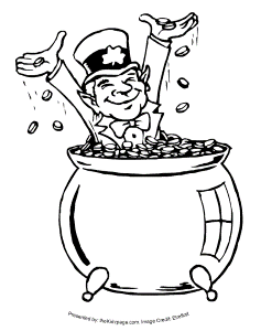 leprechaun in pot of gold coloring pages for kids printable