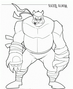 Ninja Bear Coloring Page - Kids Colouring Pages