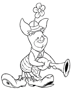 Piglet Dressed As A Clown Coloring Page | Free Printable Coloring